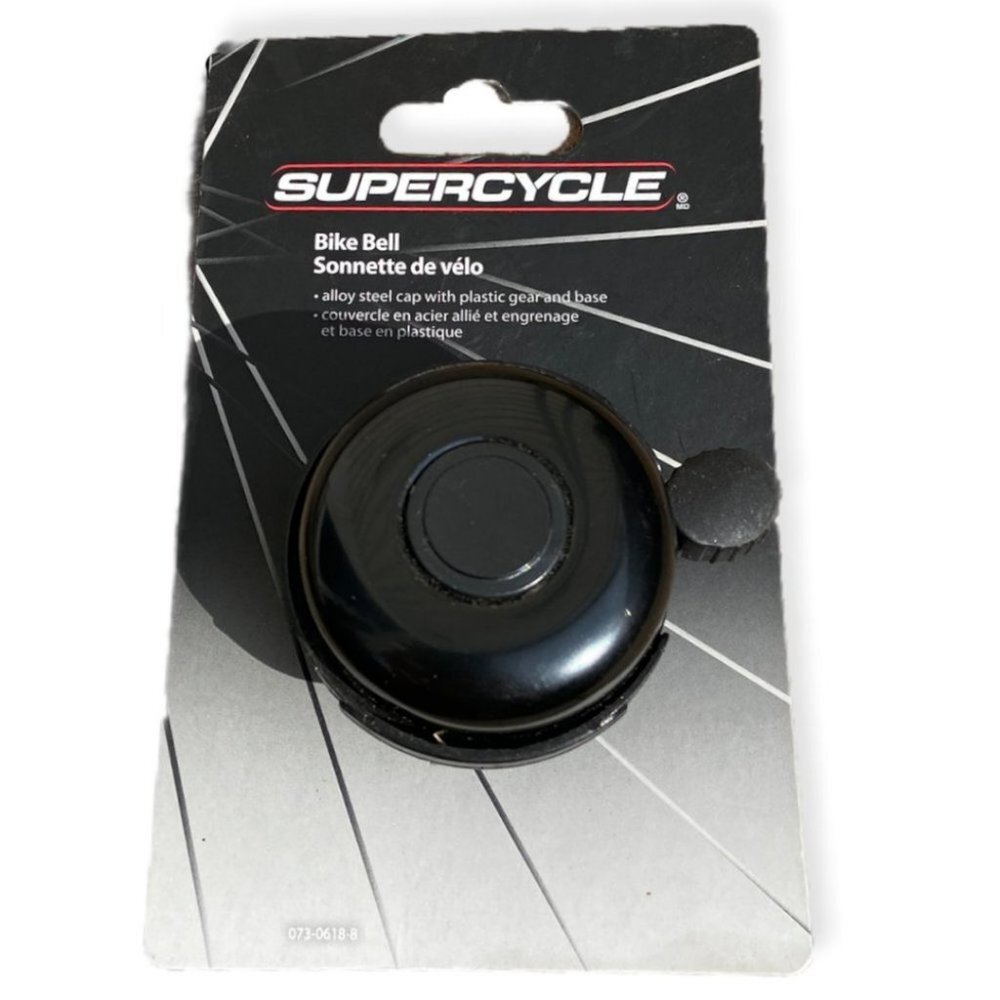 NWT Supercyle Bike Bell Alloy Steel Black‎ Bicycle Cycling Brand New Cycle Bells